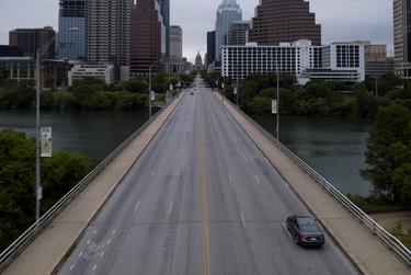 Sparse traffic on Austin's Congress Avenue bridge during the coronavirus pandemic.